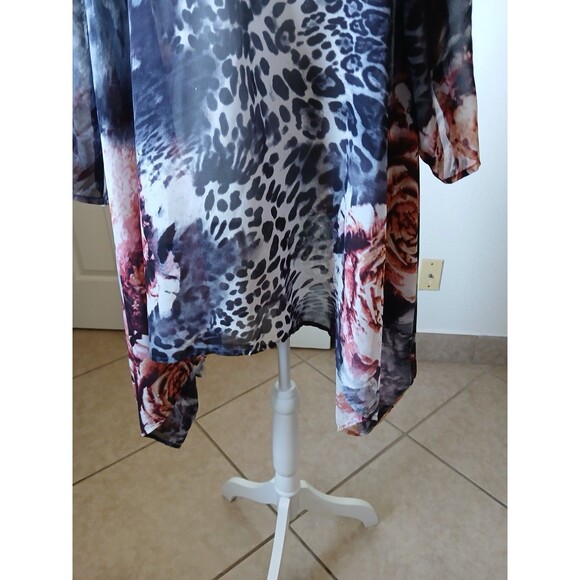TOV Los Angeles Womens Blouse Tunic Size 40 Multicolor Animal Print Asymmetrical - Picture 8 of 16